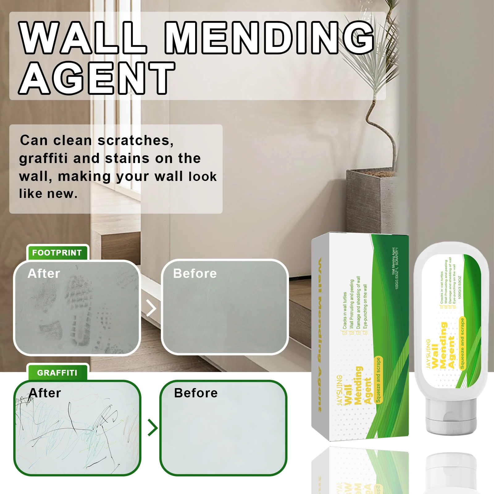 Wall Repair Paste for Scratches Graffiti Stains