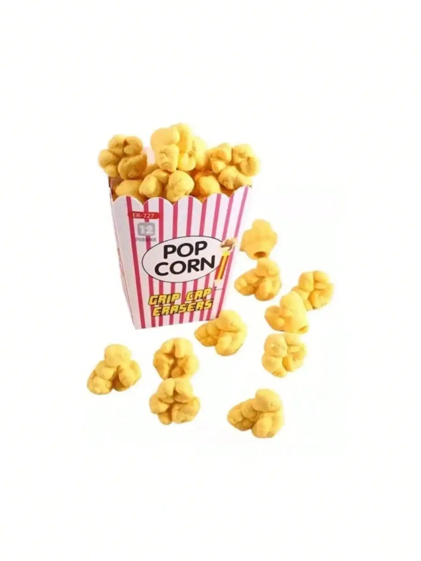 2 Cajas De Palomitas De Maiz 24 Pz Gomas Borrador Kawaii