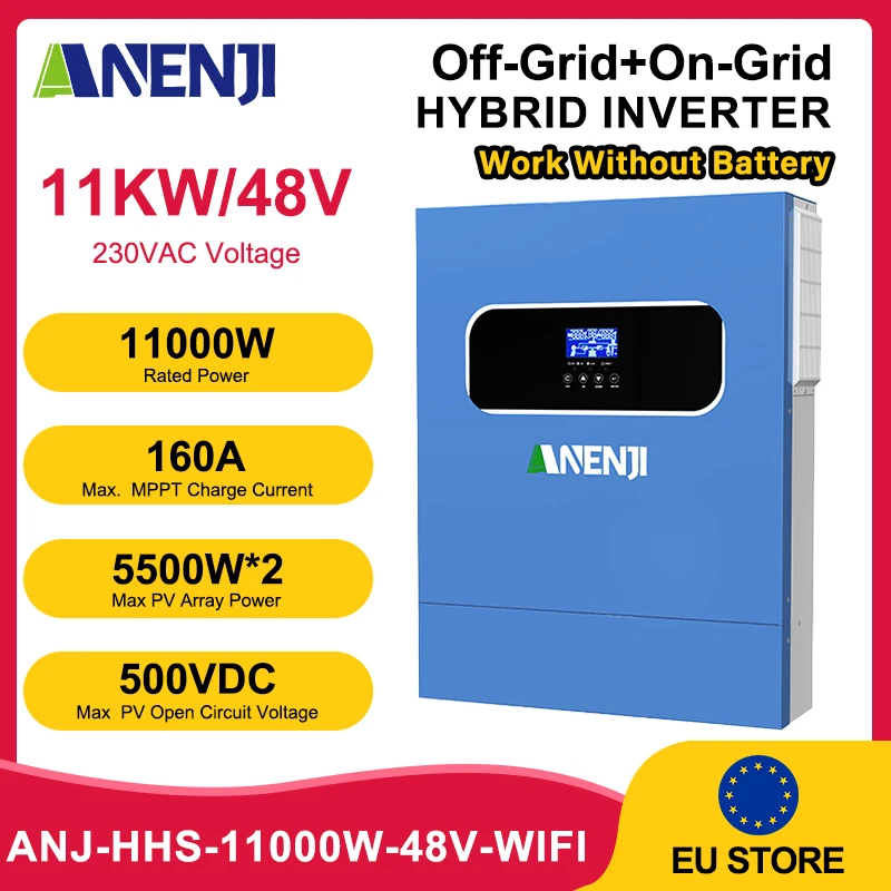 ANENJI 11KW 48V Hybrydowy Inwerter Solarny 220V On/Off Grid MPPT inwerter solarny híbrido Wifi Inwertery do Paneli Solarnych Urządzeń Domowych