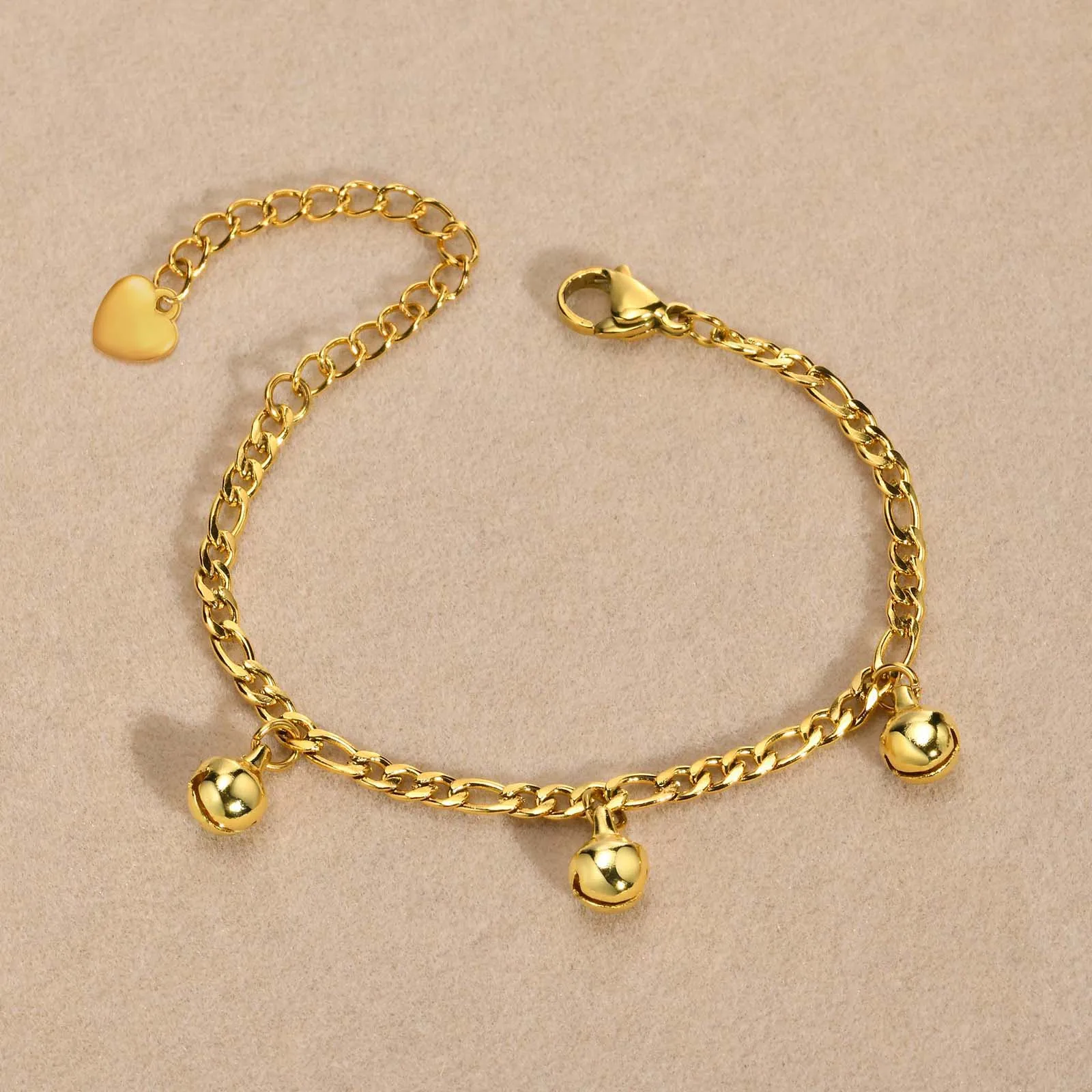 Charms Bell Beaded Anklets for Little Girls Boy Gift Adjustable Foot Chain Stainless Steel Jewelry
