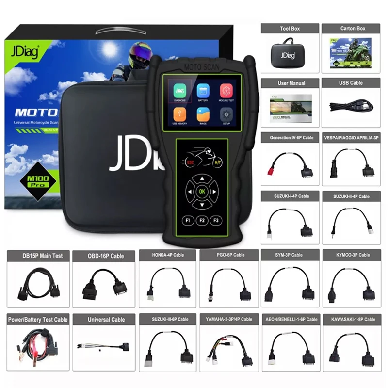 Original JDiag M100 Pro Motorcycle Scanner D87 D88 Function Motor Scan Battery Tester Motorbike Diagnostic 2 in1