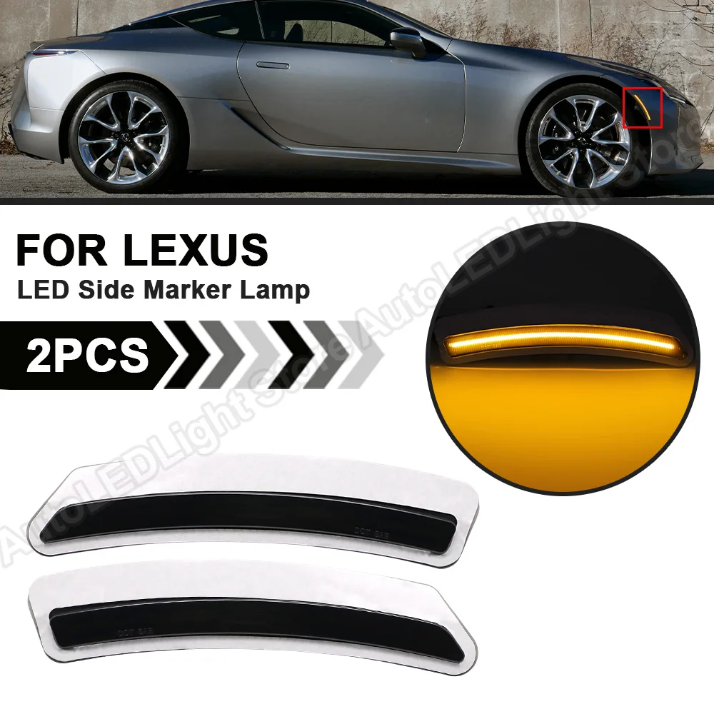 

Auto Fender Flare Lamps For Lexus LC500 LC500H 2018-2022 No Error 2PCS Pure Amber Front Bumper LED Side Maker Lights
