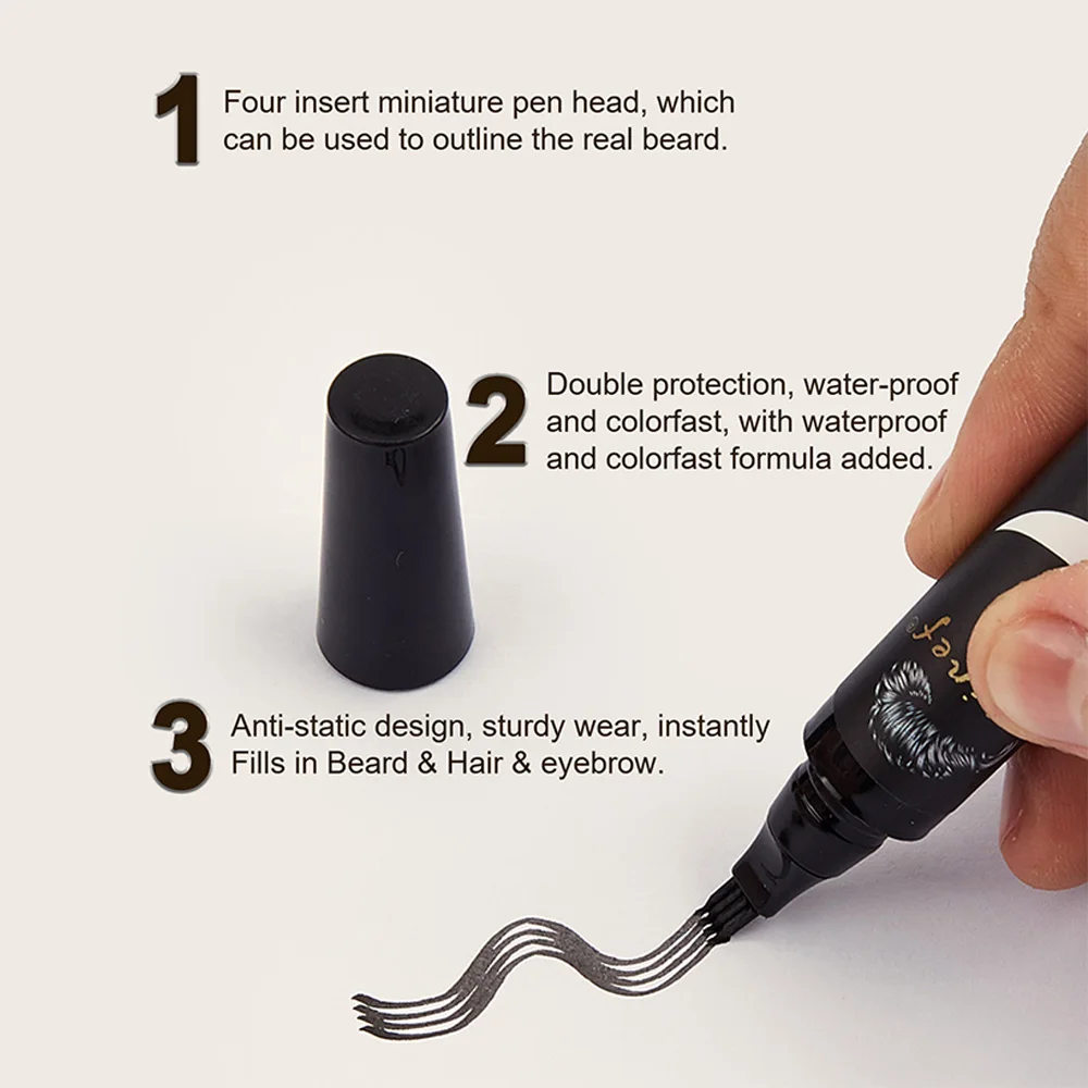 Beard Pen Filler Single Piece or Set Barber Styling Pencil Waterproof Black Hair Enhancer Brush Cosmetic Repair Tool