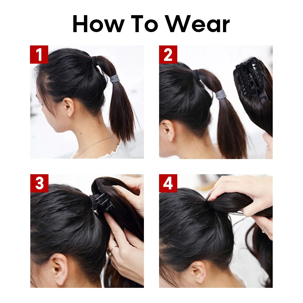 Fake Hair Extensions Synthetic Tail Hairpiece Pony 22 inch Ponytail Extensions Claw Clip Drawstring False Pigtail Curly Wavy Attached Hair For Women