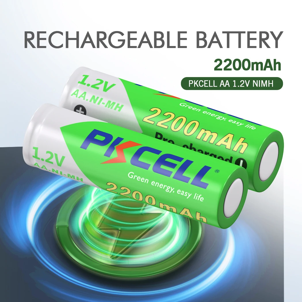 PKCELL AA Rechargeable Batteries 1.2V 2A 2200MAH LSD Ni-MH Cycles 1200times for Camera toys battery or a battery box 4/8/12 PCS,rechargeable nickel metal hydride batteries