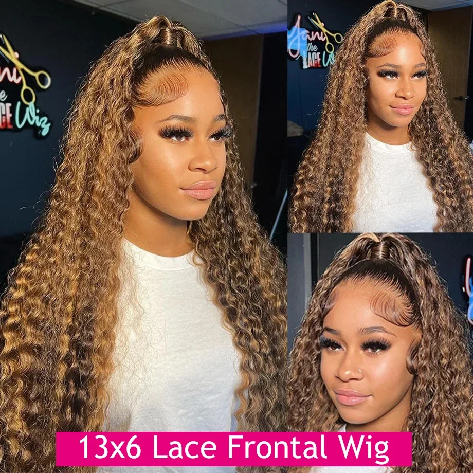 Human Hair Wig 38 40Inch Highlight Loose Deep Wave Lace Frontal Wigs Human Hair
