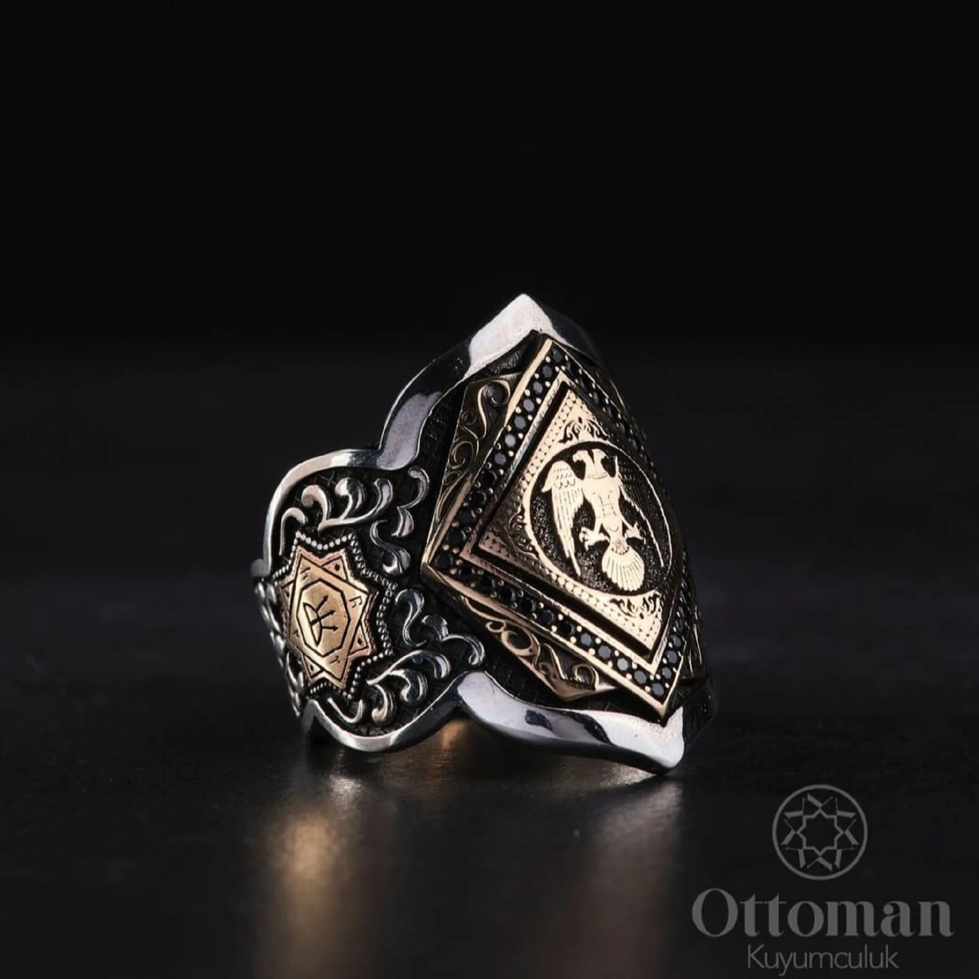 Double Headed Eagle Archer Thumb Phrase Silver Ring, Adjustable Open-Close Ring, Handmade Gift For Her ga 2c 24l relay 8 pin 5a double open and close 24vdc