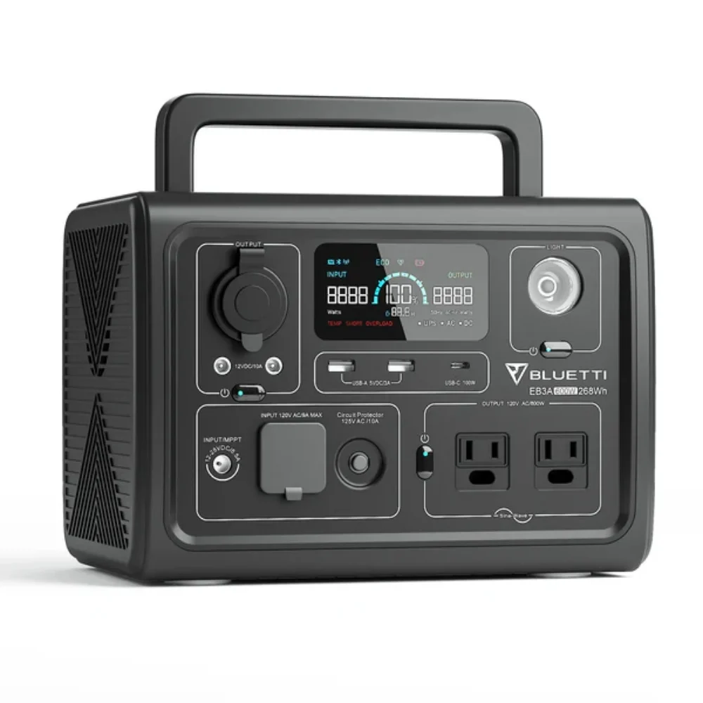【US Plug】BLUETTI EB3A Portable Power Statio, 268Wh LiFePO4 Battery, Backup 600W AC Outlets, Solar Generator for Outdoor Camping 2
