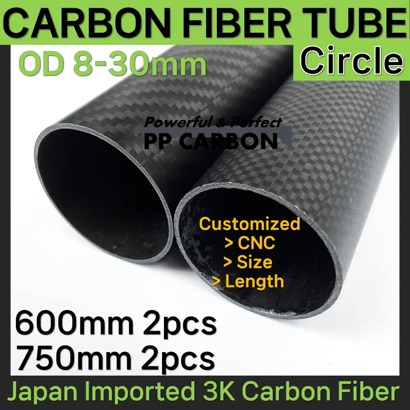 Tubi In Fibra Di Carbonio 600 Mm – 4 Pezzi Twill 3K Opaco – Alta Durezza Per Modellismo, Droni E Supporti Fai-da-te