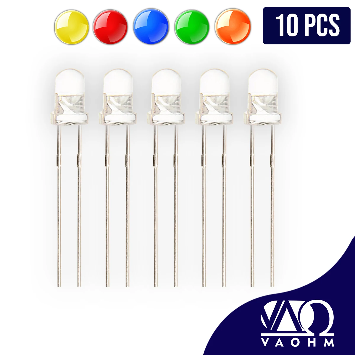 

10 PCS/LOT LED 3mm Water Clear F3 Super Bright Light Emitting Diode Green Red White Yellow Blue Orange