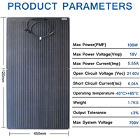 Panneau solaire flexible ETFE portable 100W, monobloc ou en deux parties, panneau photovoltaïque monocristallin 12 volts, adapté au camping en plein air, aux bateaux, etc. 4