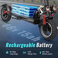 Trottinette électrique SUNNIGOO 800W pour adultes - Vitesse maximale de 25 km/h, autonomie de 45 à 55 km, pneus tout-terrain de 10 pouces, trottinette électrique pliable pour trajets quotidiens 6
