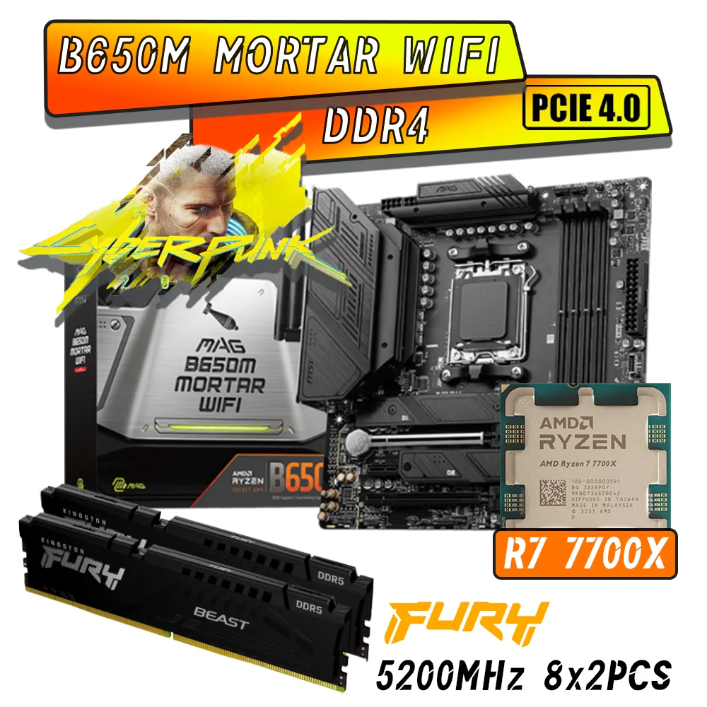 Combo MSI MAG B650M MORTAR WIFI DDR5 Motherboard AM5 Com AMD Ryzen 7