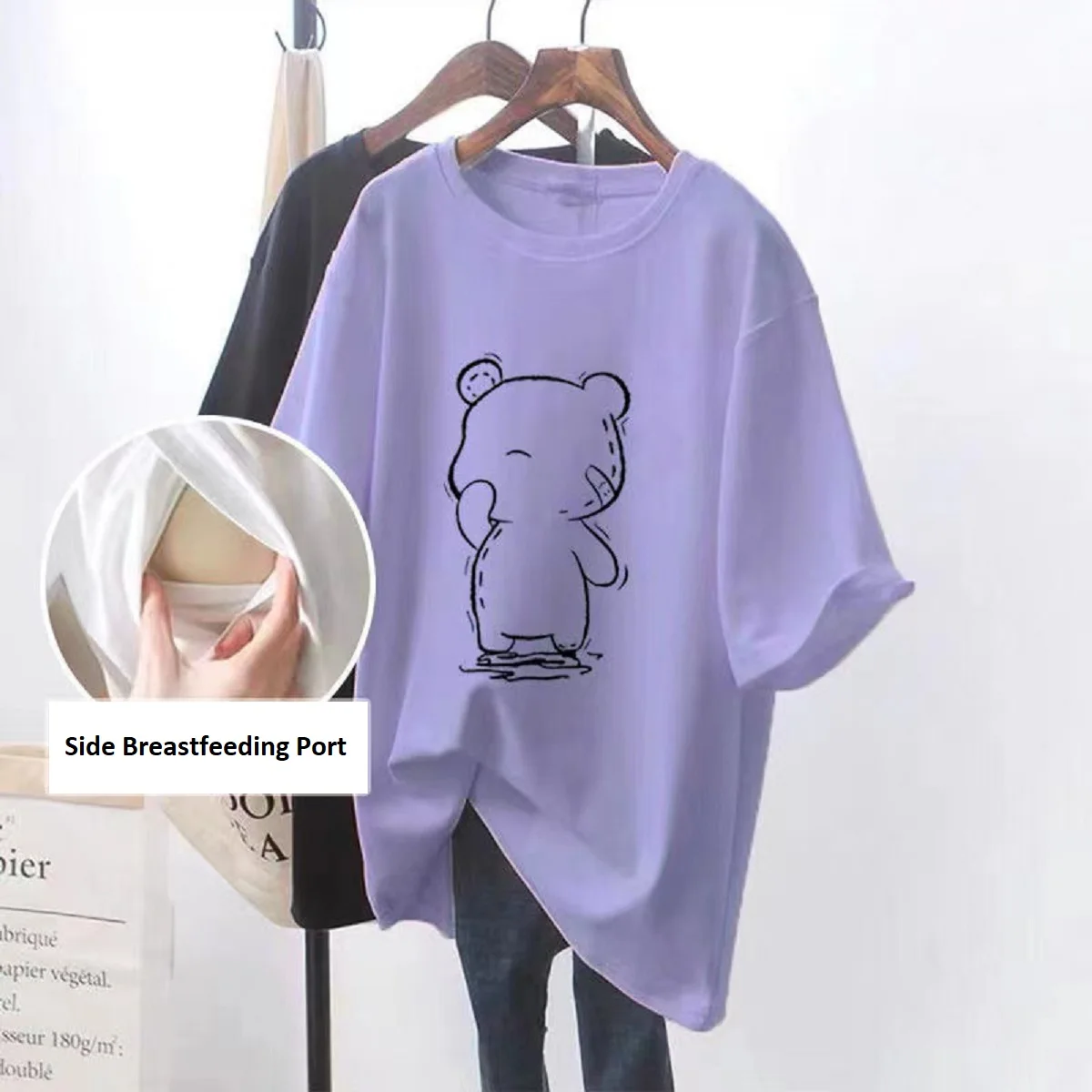 Maternity Clothes Short Sleeve Breastfeeding Top Casual Pregnant Women Side Ruched Nursing Tees T-Shirt Pregnancy Nursed Blouse