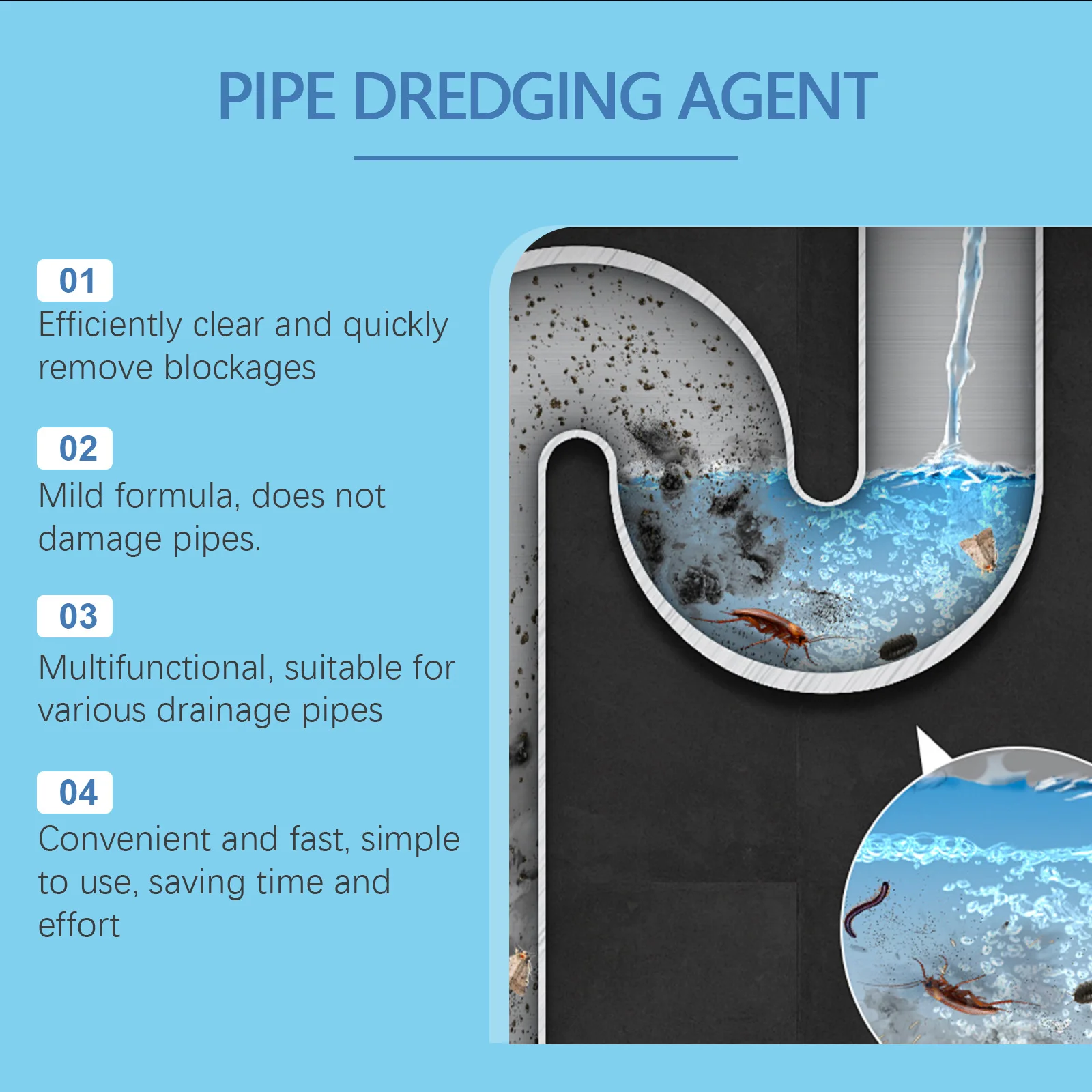 Jakehoe 150g Sink Drain Cleaner Sewer Kitchen Bathroom Deodorant Toilet Air Refreshing Pipe Dredging Agent Fast Cleaning Powder