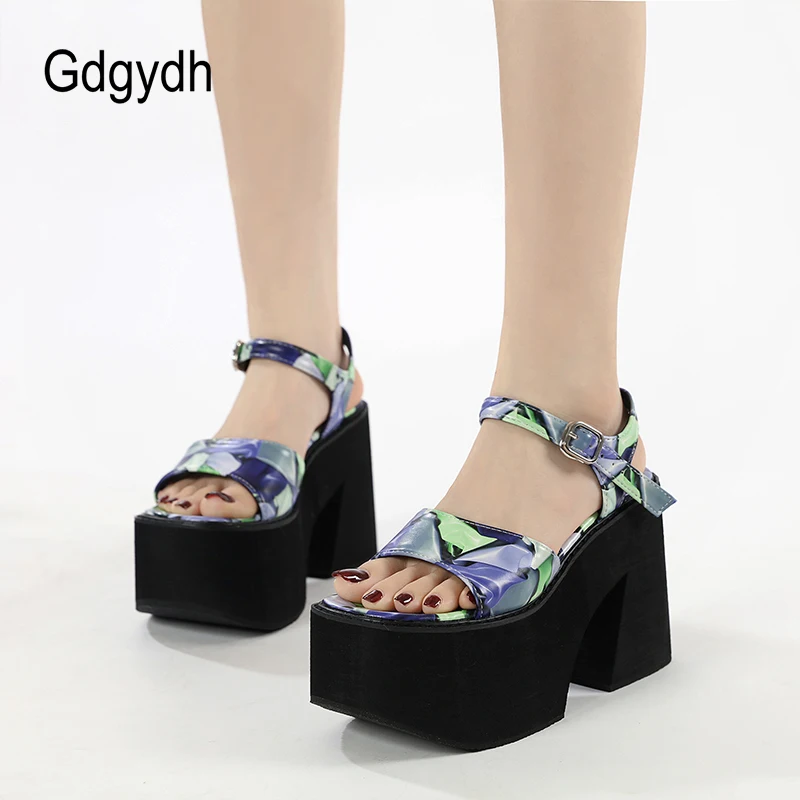 

Gdgydh Ankle Strap Platform Sandals for Women Multi Color Open Toe Chunky Heels Versatile Slingback Shoes for Party