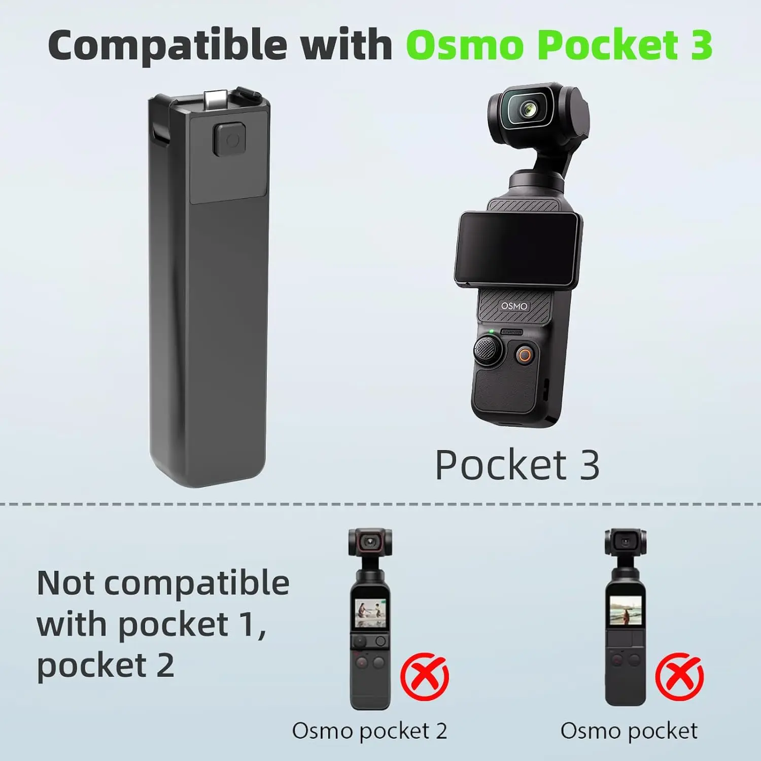 ポータブル3バッテリーハンドル,5000mAhバッテリー内蔵,22.5W,dji osmo