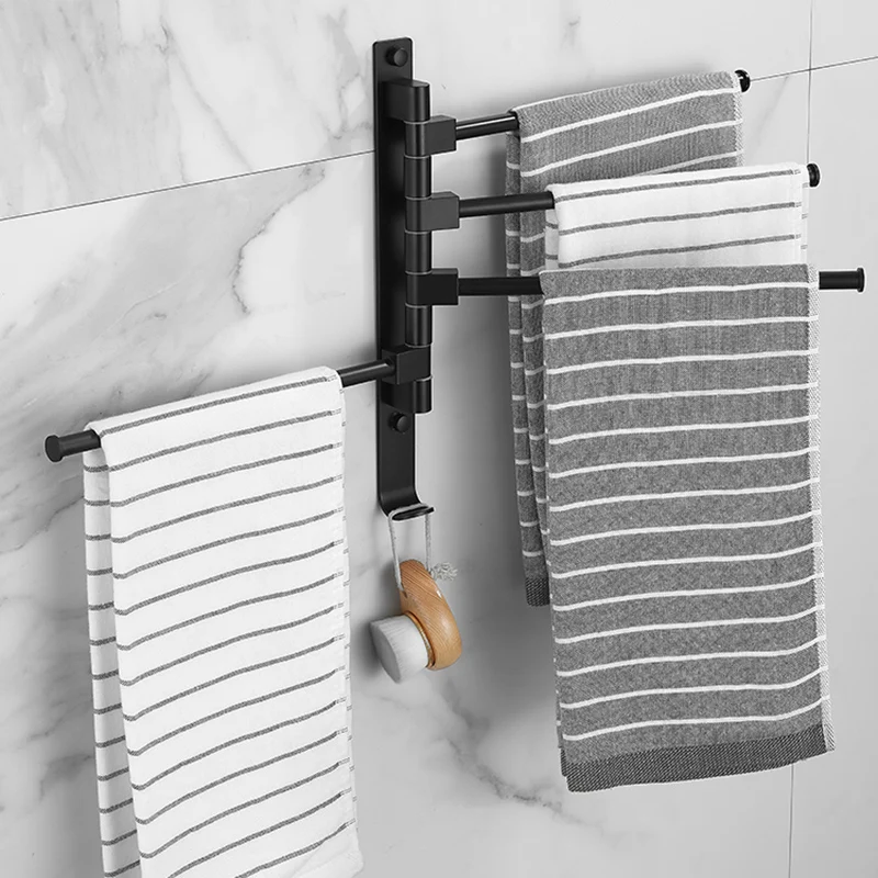 

Bathroom Rotatable Towel Racks Storage Rack Punch-Free Organizer Wall Hanging Towel Holder Paper Holder Kitchen Bathroom Shelf