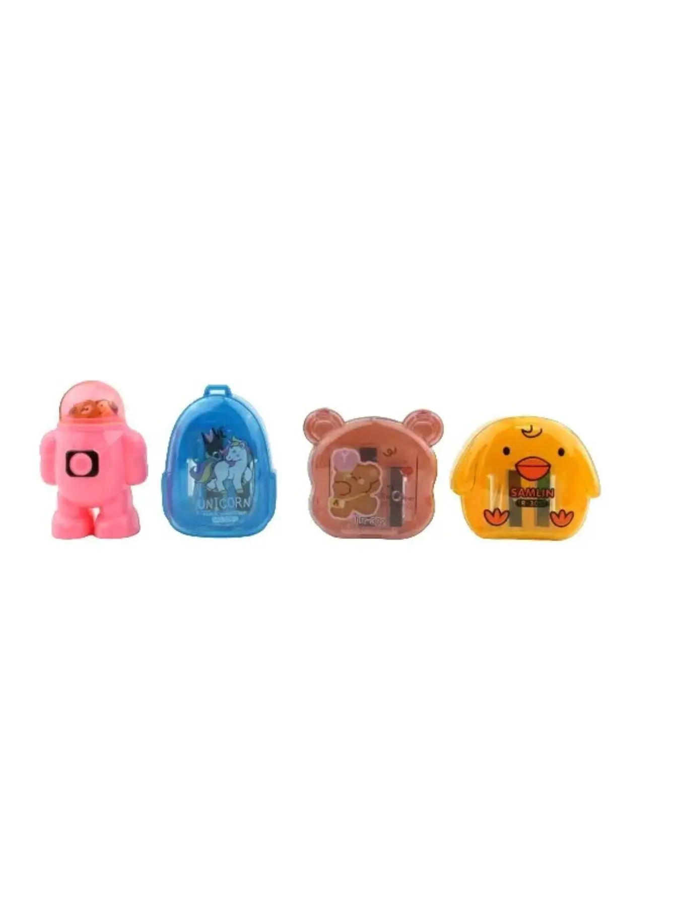 4pz De Sacapuntas Varias Figuras Mixtas Kawaii