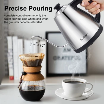 Stainless Steel Electric Gooseneck Kettle with Coffee Dripper, Pour Over Coffee Kettle with Temperature Control, LED Display 2