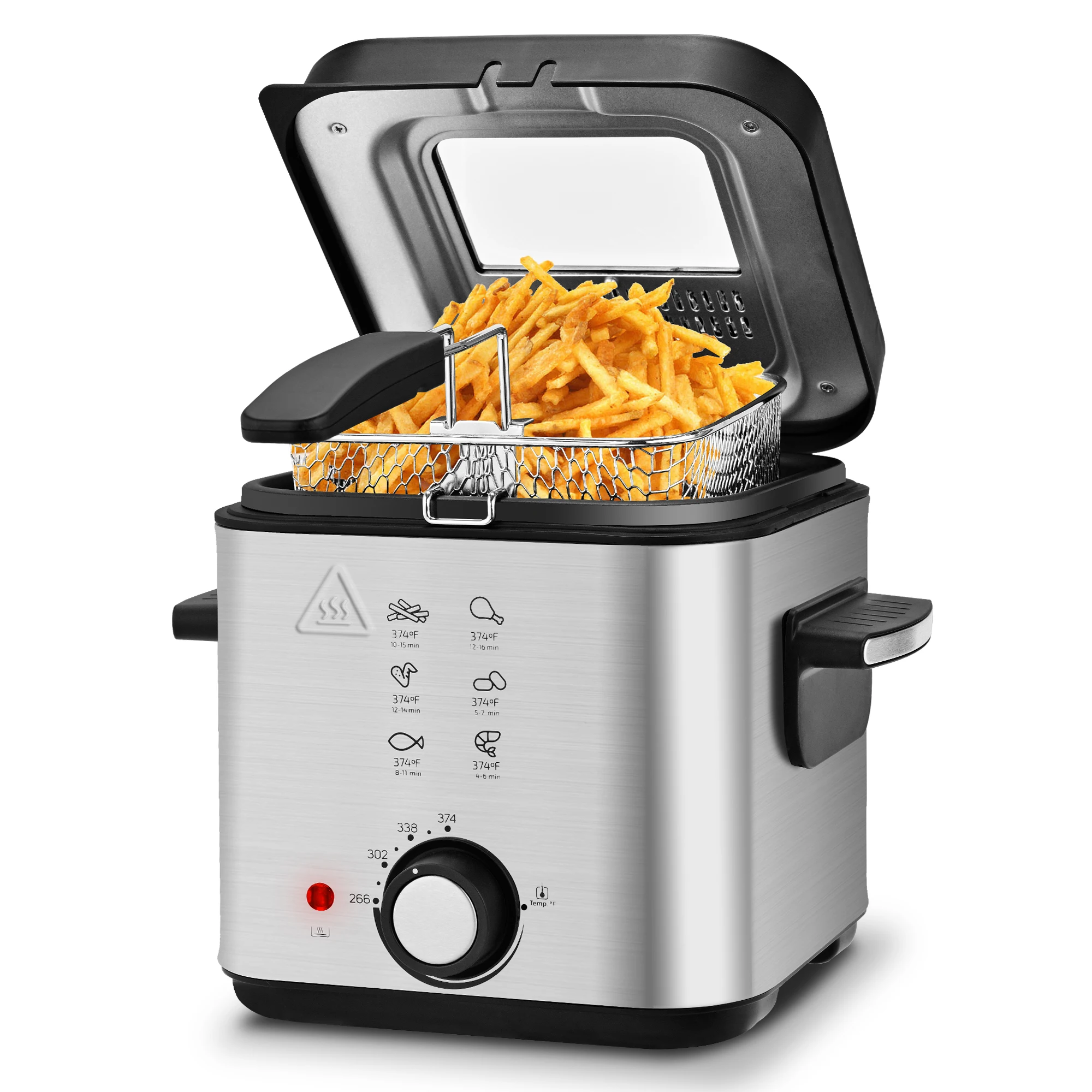 Deep Fryer 1.5L Cool Touch with Basket Nonstick Removable Lid for Street Vendors Fried Chicken Fries Pot US 1
