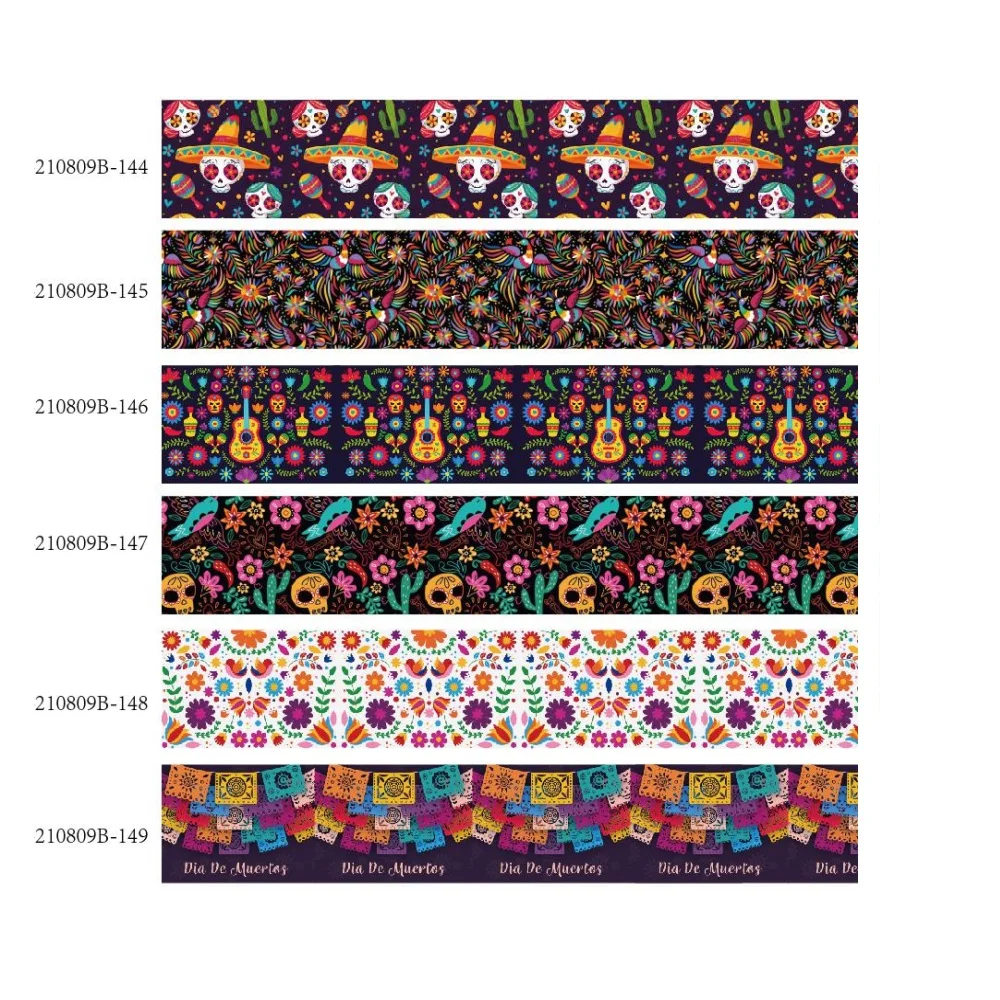 

10Y мексиканский Цветочный стиль Корсажная Лента печатная упаковка для бантов для волос сделай сам для девушек банты для волос подарочная упаковка