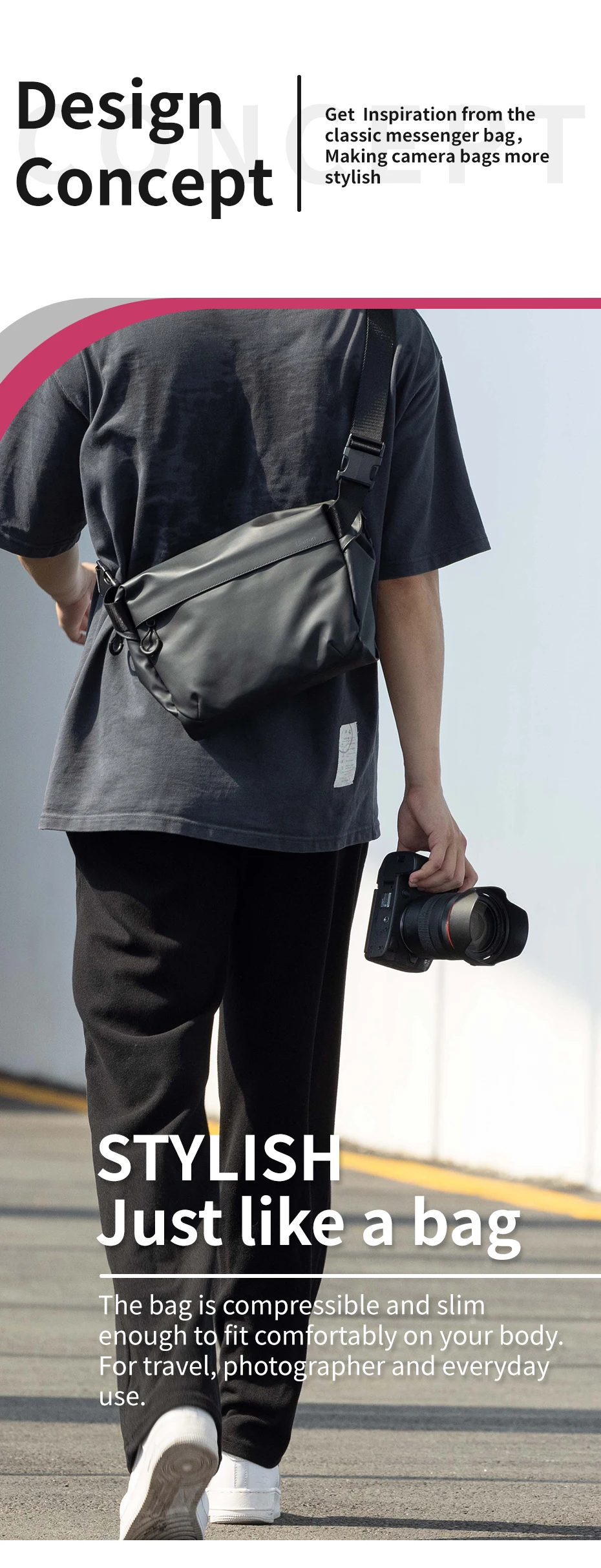 PB008 DSLR Camera Bag Waterproof Digital Camera Photography Shoulder Messenger B