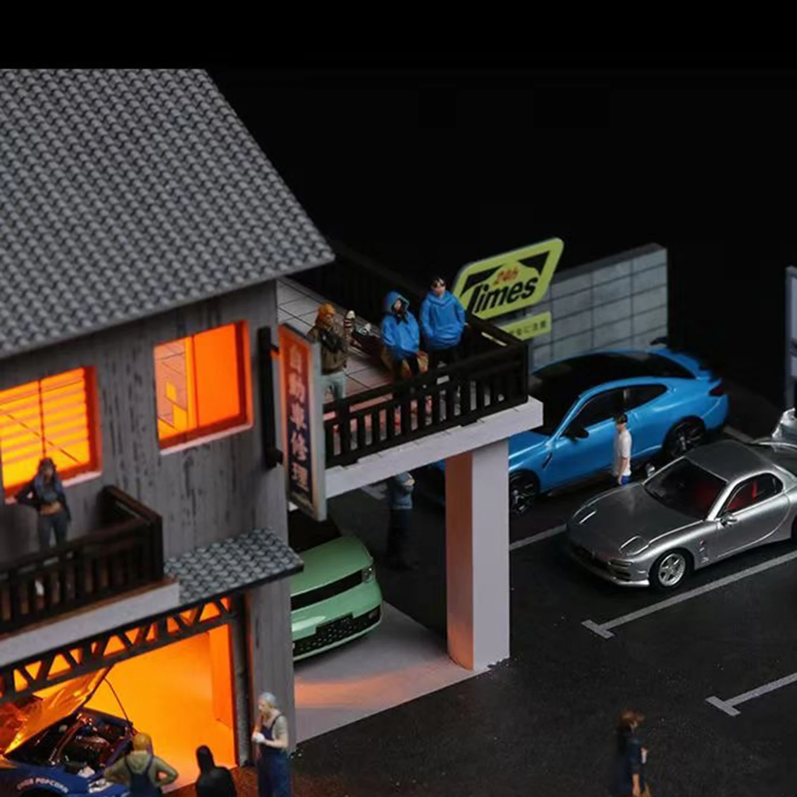 1:64 주차장 모형 자동차 다이캐스트 차고 레이아웃 장식품 미니 지하 차고 디오라마 모형 어린이 남자아이 장난감