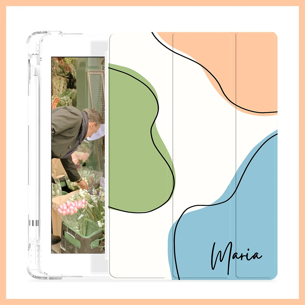 

Custom Name Morandi Style Case for iPad Air 4 9.7 10.2 12.9 inch Mini 5 6 9th 8th 7th 6th with Pencil Holder Smart Cover