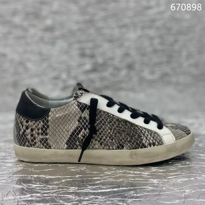 Women&Men New GOLDEN Classical Shoes Designer GOOSE Sneakers Silver Glitter Leopard Real Leather Style Shoe 6
