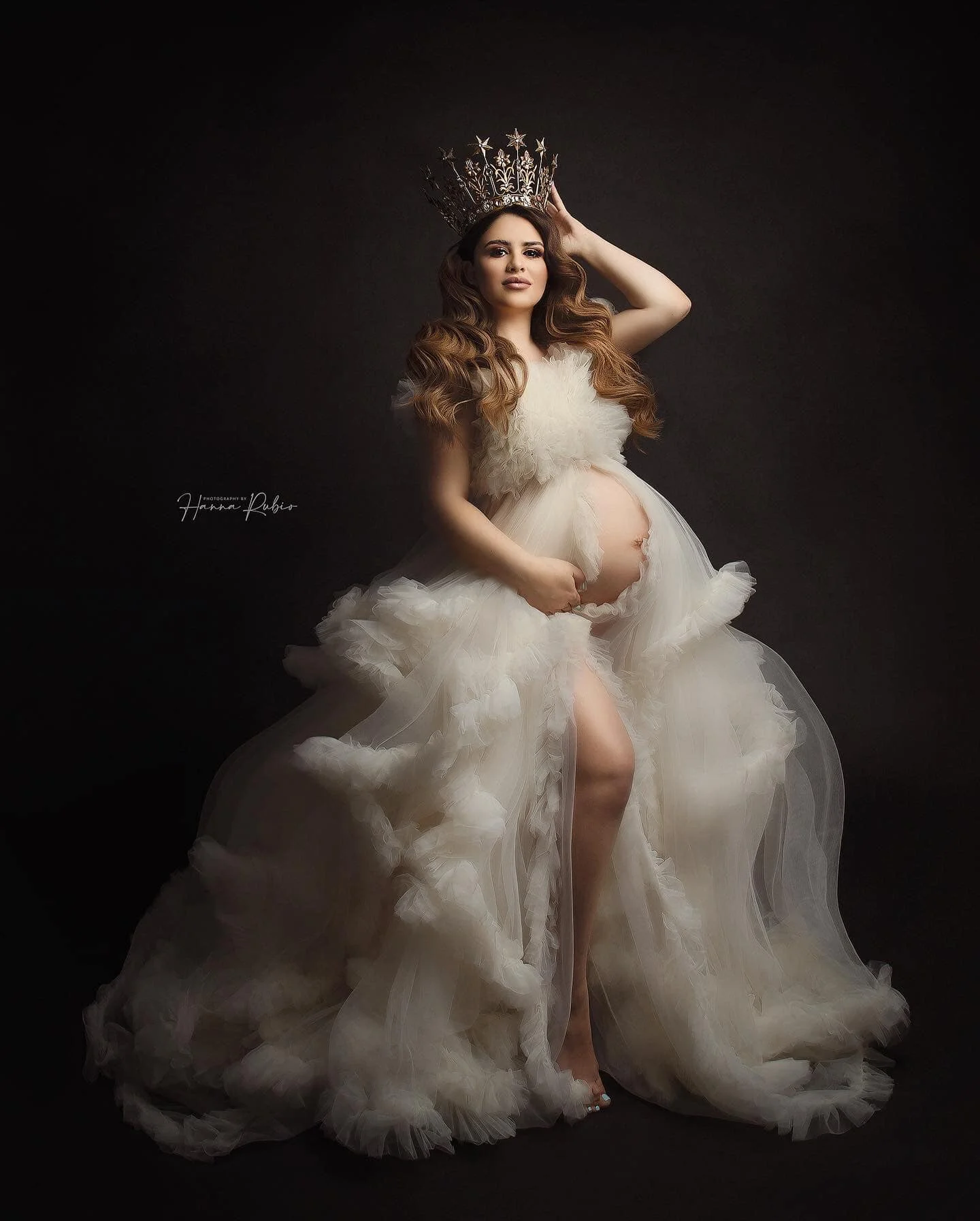 

Charming White Maternity Dresses for Women Photo Shoot Extra Ruffles A Line Sleeveless Babyshower Pregnant Front Split Robes