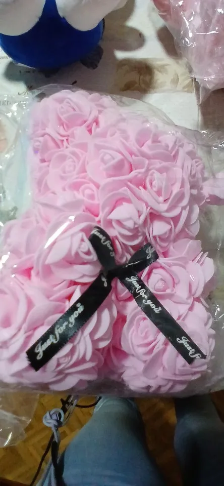 Romantischer Rosenbär – 40 cm aus Kunstrosen