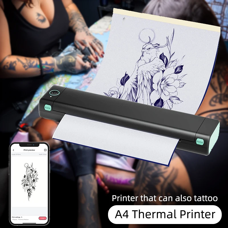 Mini Tattoo Stencil Printer without Ink Portable A4 Thermal Printer  Bluetooth Wireless Printer Machine or Tattoo Transfer Paper - AliExpress