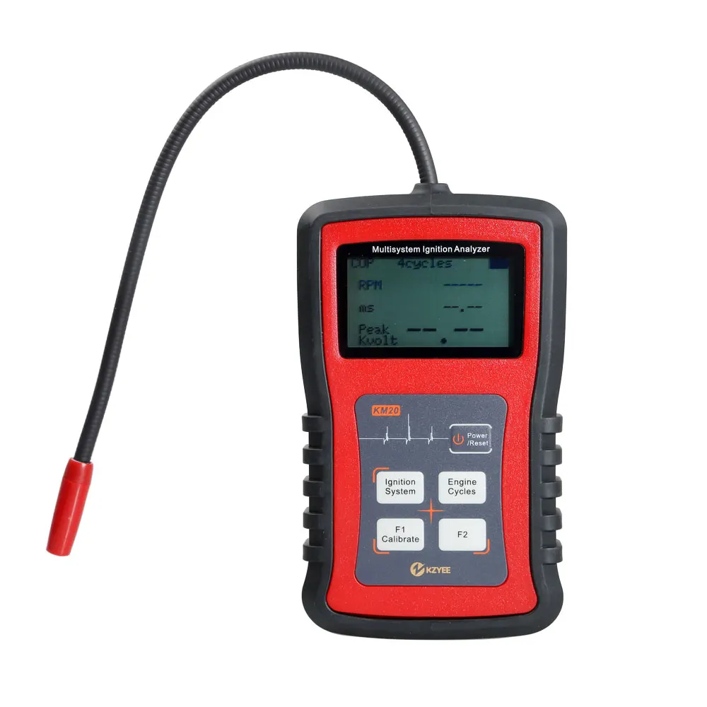 

KZYEE KM20 Multi-system Ignition Analyzer Tester Measure RPM Spark Volt Spark Burn Time Car Spark Plug Tester Spark System Check