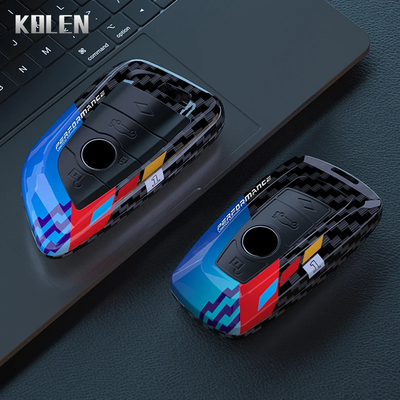 Sleek Carbon Fiber Style Car Key Case Cover