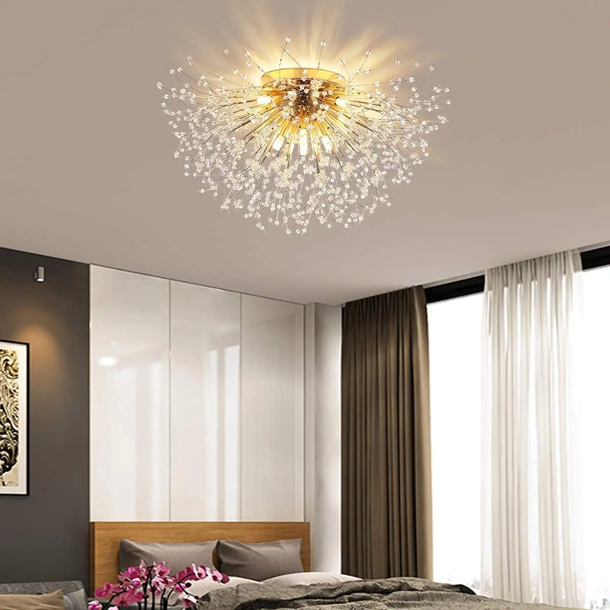 

Modern Crystal Ceiling Lamp Dandelion Chandelier G9 Gold Chrome Pendant Light Living Room Bedroom Dining Ceiling Loft Lamps