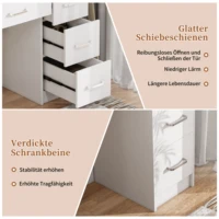 Анаджqaqia Стеклянный туалетный столик со многоцветной светодиодной подсветкой и держателем для фена, с USB-зарядкой и ящиками для хранения, белый — изображение 5