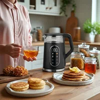 Bouilloire électrique sans fil, capacité 1,7 L, réservoir d'eau en verre, choix de température lisible, 2200 W, GB670 B, vert-bleu 3
