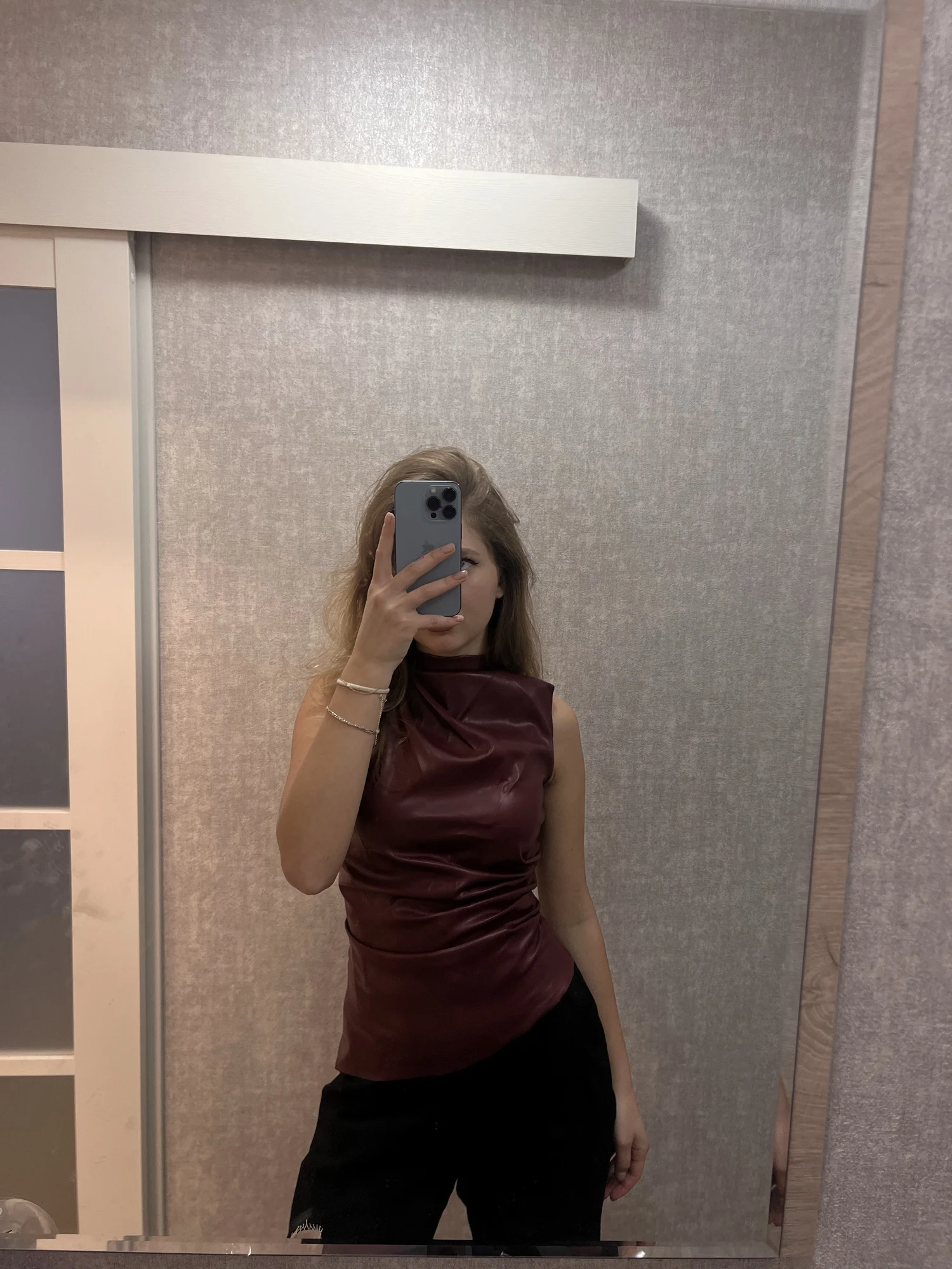 Burgundy Leather Tank Top, customer photo