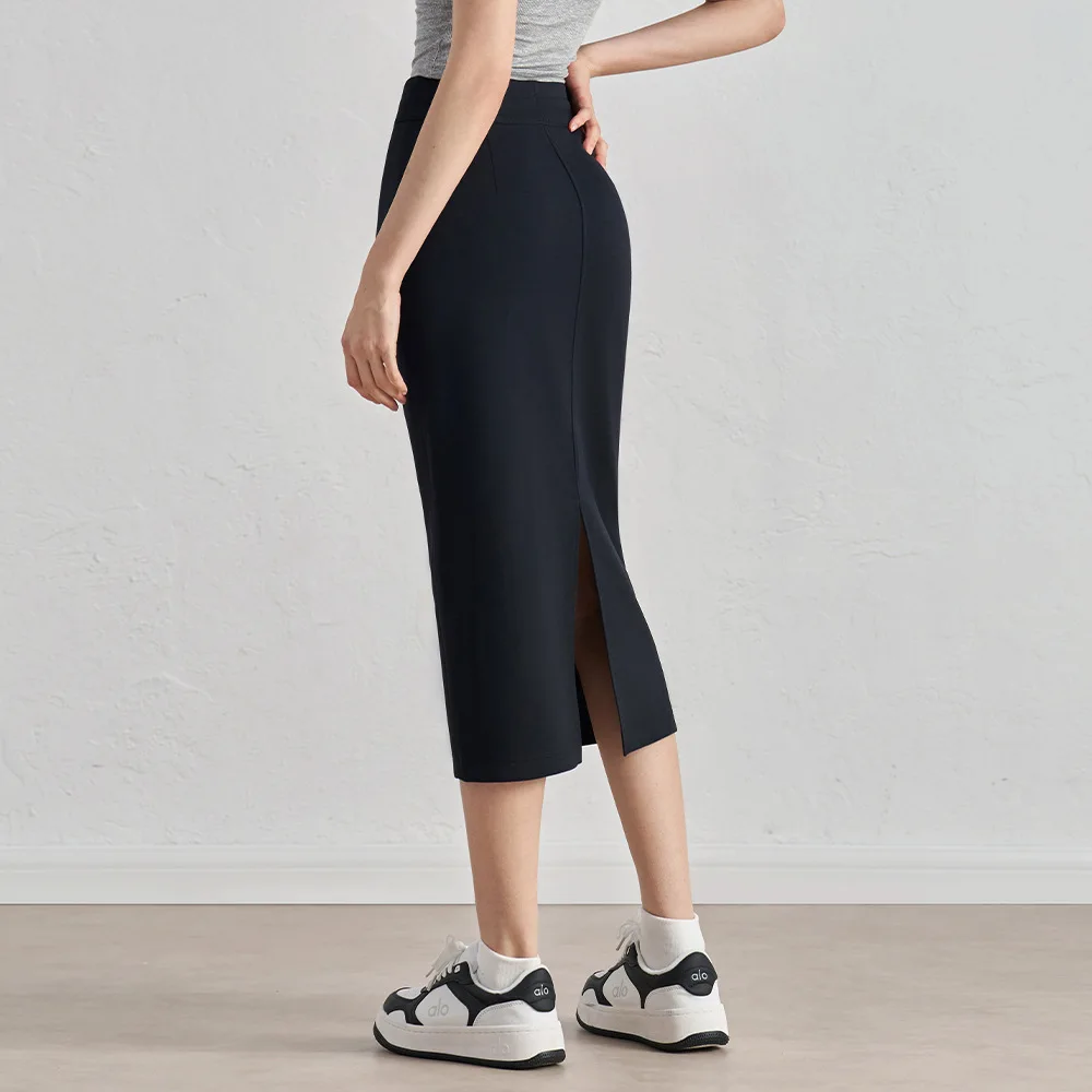 INLUMINE Nude Feel Casual Sports Skirt Women's Breathable Straight Sports Skirt Gym Outdoor Slit High Waist Slim Yoga Hip