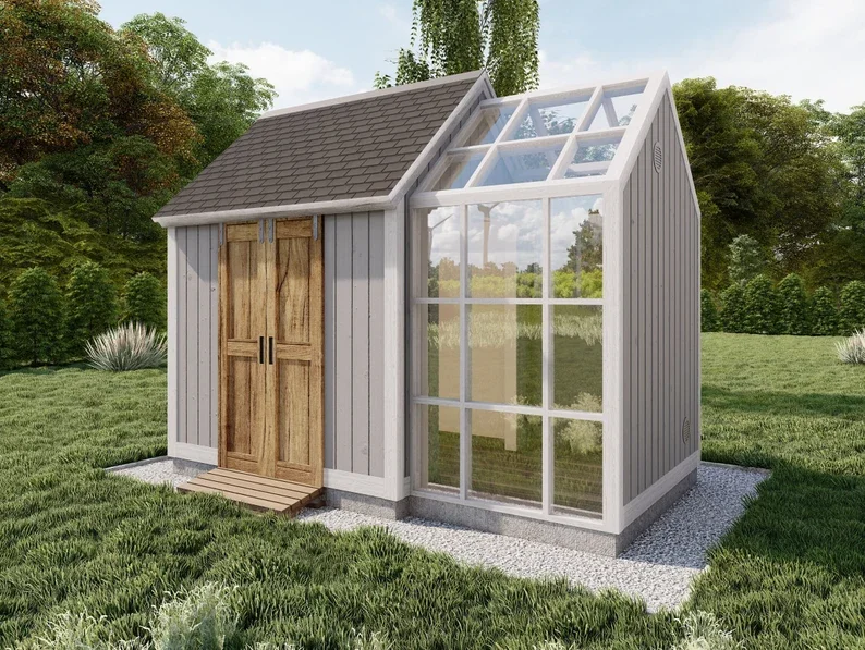 8'x13' DIY Greenhouse Shed Printed Plans | Wood Frame Garden Greenhouse & Storage Building Blueprints (No Materials Included)