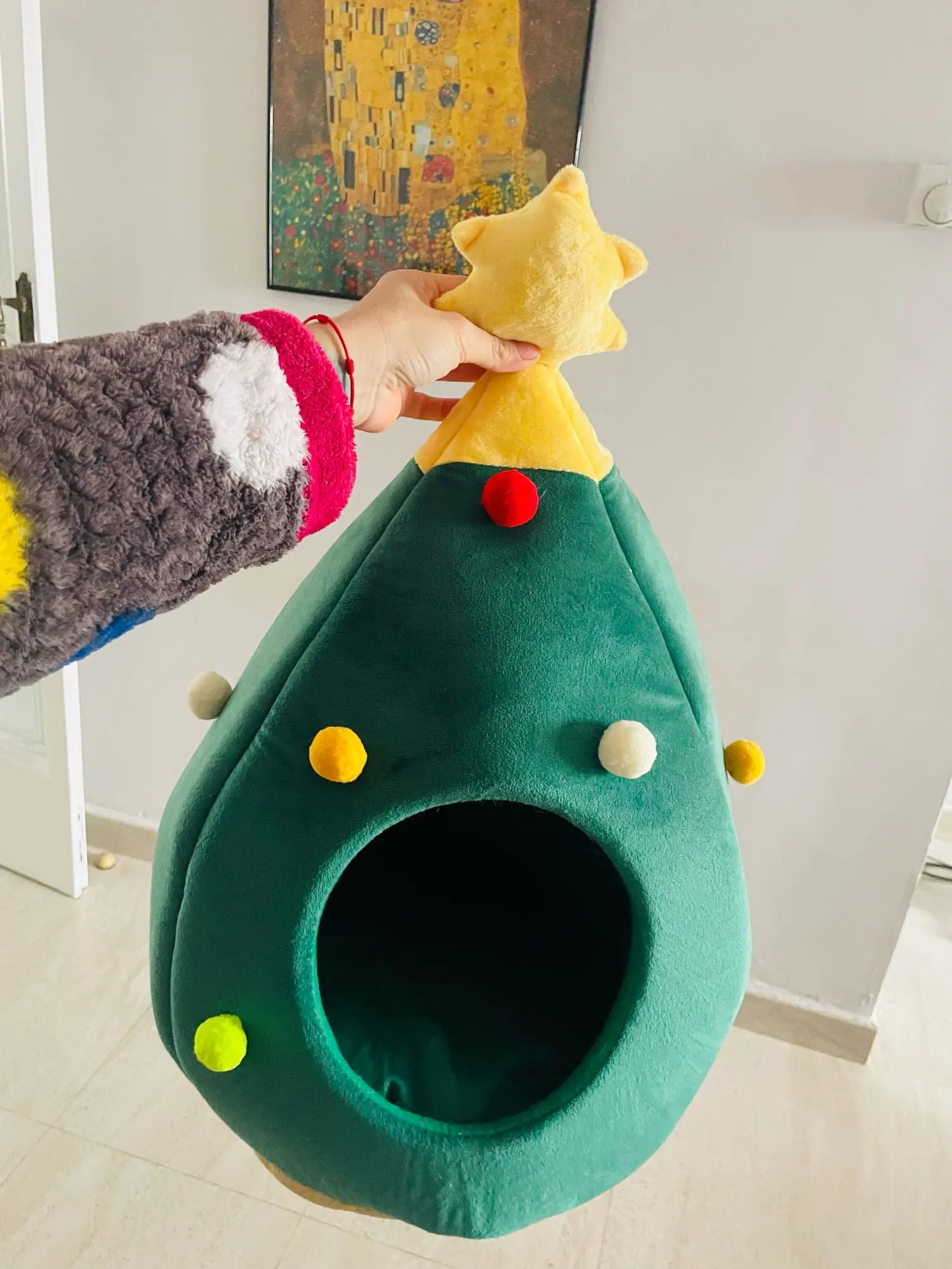 Cat Calming Bed Christmas Tree Design Calming Nest for Cats