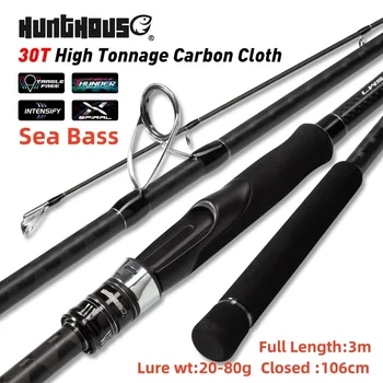 헌트하우스 농어 낚싯대 스피닝, 3m, 227g 루어, 20-80g, 30T 탄소 섬유 후지 가이드, 해안 지깅 로드, 농어 태클용