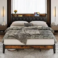 ANCTOR Bed Frames, Twin Queen CaliforniaKing Size Storage Headboard Outlets Easy Install Sturdy Stable, No Noise No Box Springs 2