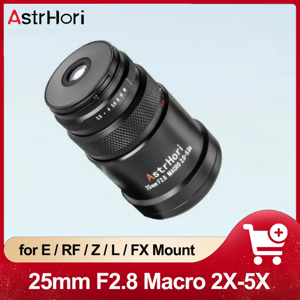 Astrhori 25Mm F2.82.5-5X Full Frame Obiettivo Ultra Macro Ingrandimento Obiettivo Della Fotocamera Per Canon Eos R5 Fuji X-T30 Nikon Z5 Sony A6000