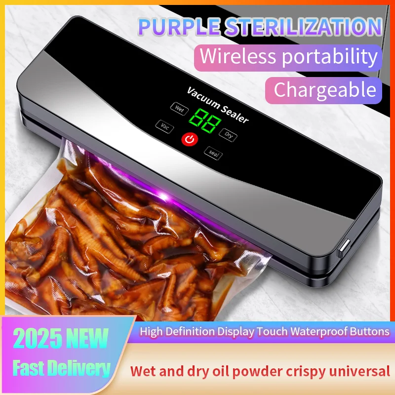 SZUK Vacuum Sealer Rechargeable Wireless Kitchen Food Storage Seal Touch Button Dry Wet Food Sealing Vacuum packaging machine