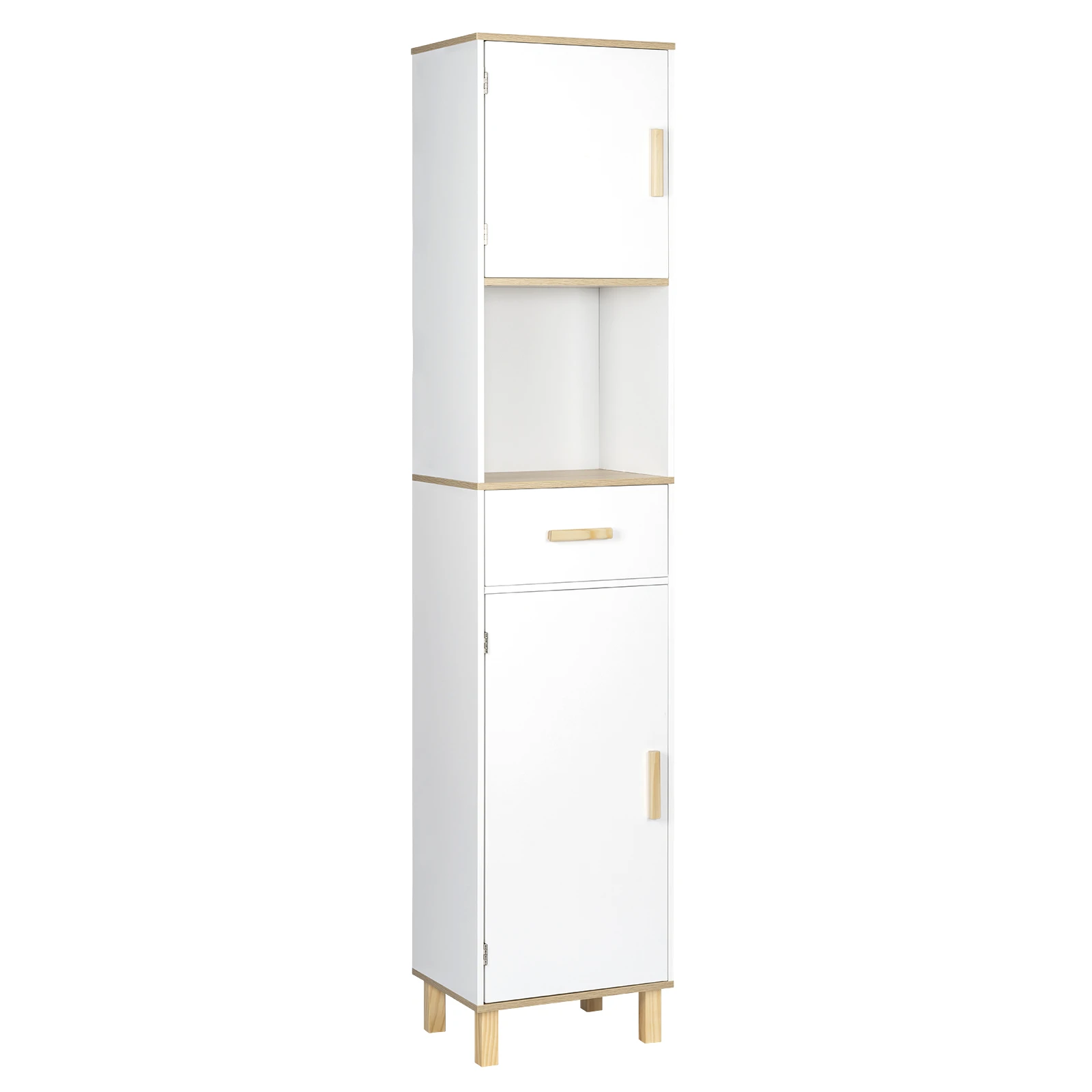 Tall Bathroom with 5 Compartments 1 Drawer Adjustable