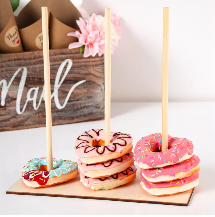 Description Picture 4 of itemWooden Donut Stand Reusable Stands Holder 0-5 Number Signs Dessert Candy Bar Wedding Birthday Party Supplies Baby Shower Decor