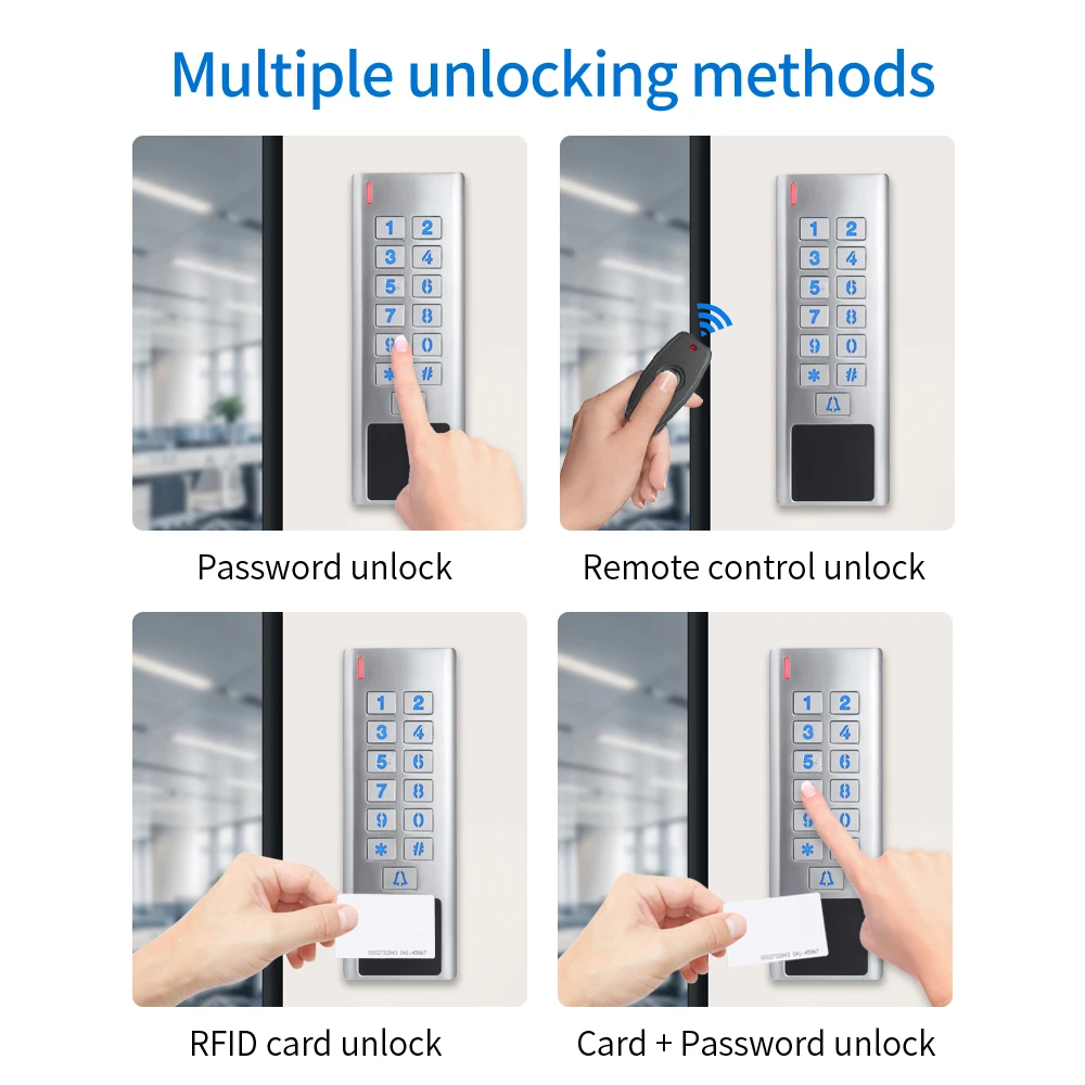 아연 합금 IP66 방수 무선 출입 통제 키트 433Mhz AC 100V-240V 전자 잠금 RFID 리모컨 도어용
