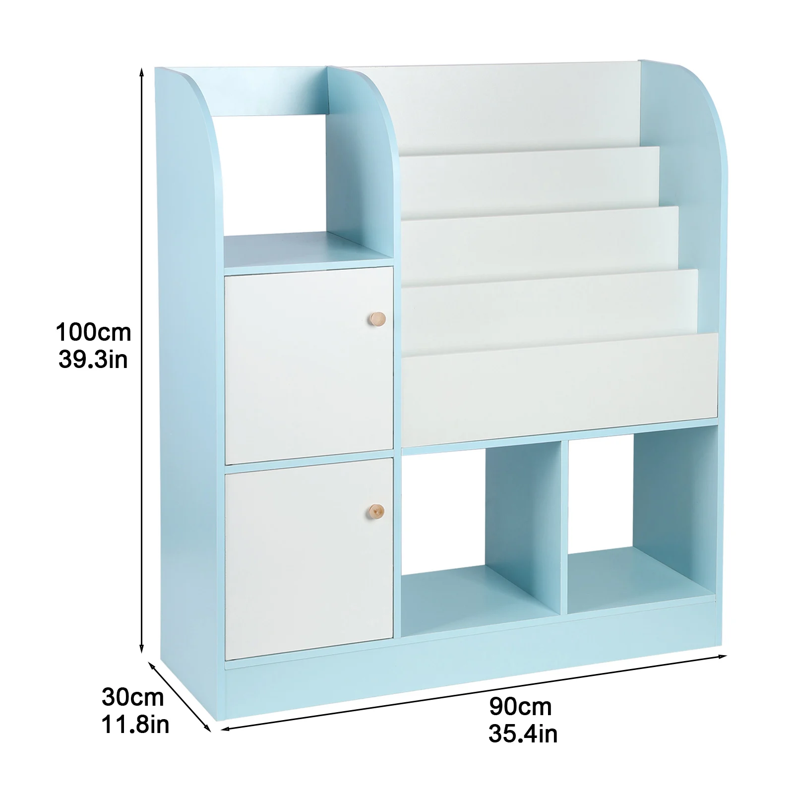 Children's Bookshelf Multifunction Bookcase with 4-Tiers Book Slots 2 Drawers Kids Bookcase Display Stand Toy Storage Organizer 5